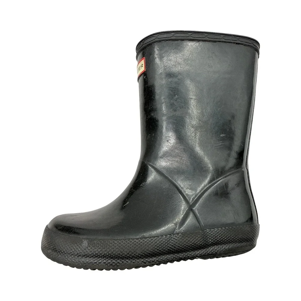 Hunter Kids Rain Boots Size US 10 Blue Gloss First Classic Pull On Wellies‎